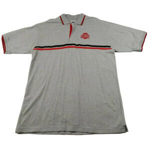 Ohio State Buckeyes Mens 1/4 Zip Gray Embroidered Polo Pro Edge L Vintage 90s